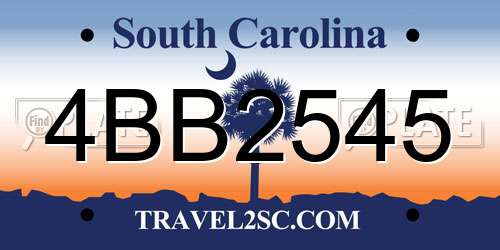 4BB2545 South Carolina License Plate