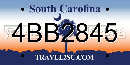 4BB2845 South Carolina License Plate