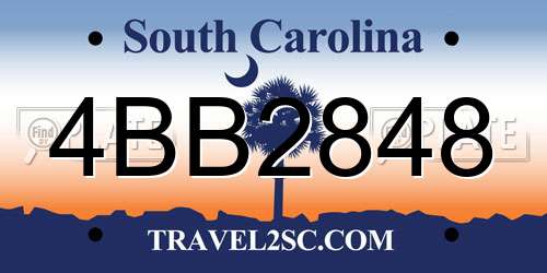 4BB2848 South Carolina License Plate