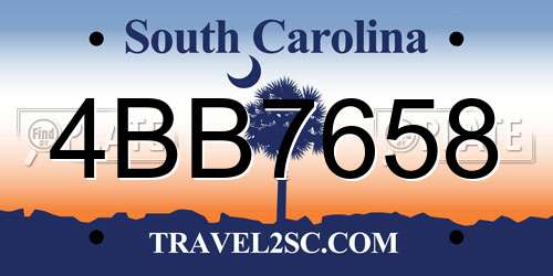 4BB7658 South Carolina License Plate