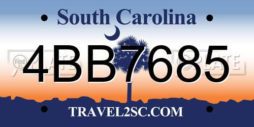 4BB7685 South Carolina License Plate