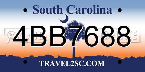 4BB7688 South Carolina License Plate