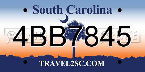 4BB7845 South Carolina License Plate