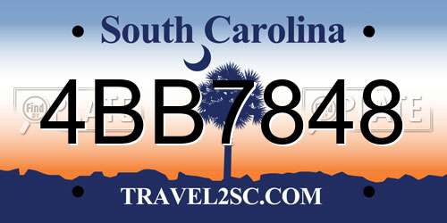 4BB7848 South Carolina License Plate