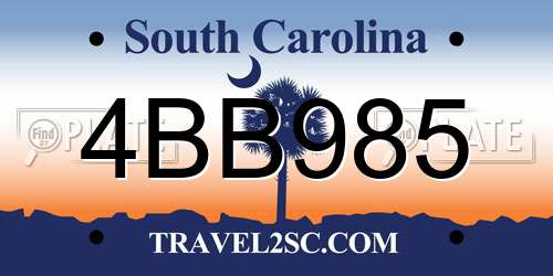 4BB985 South Carolina License Plate