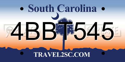 4BBT545 South Carolina License Plate