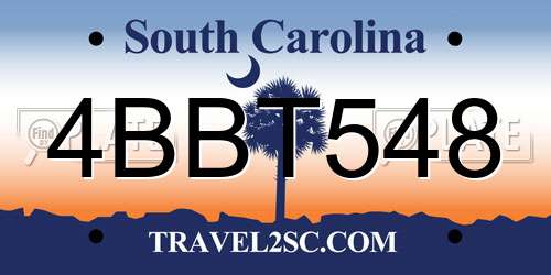 4BBT548 South Carolina License Plate