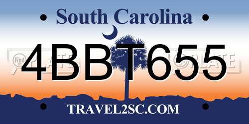 4BBT655 South Carolina License Plate