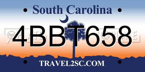 4BBT658 South Carolina License Plate