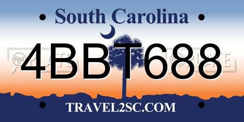 4BBT688 South Carolina License Plate