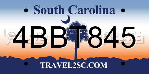 4BBT845 South Carolina License Plate
