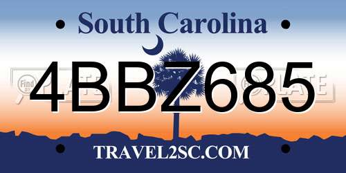 4BBZ685 South Carolina License Plate