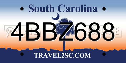 4BBZ688 South Carolina License Plate