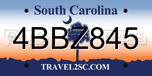 4BBZ845 South Carolina License Plate