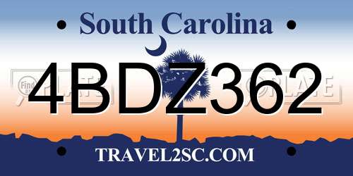 4BDZ362 South Carolina License Plate