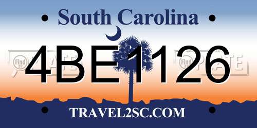 4BE1126 South Carolina License Plate