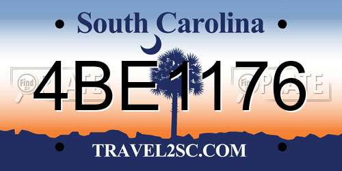 4BE1176 South Carolina License Plate