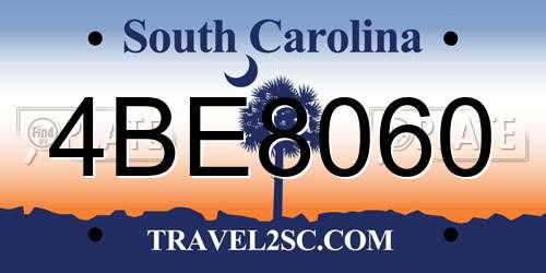 4BE8060 South Carolina License Plate