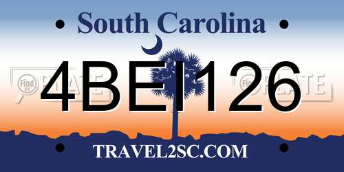 4BEI126 South Carolina License Plate
