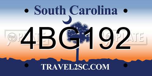 4BG192 South Carolina License Plate