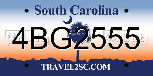 4BG2555 South Carolina License Plate