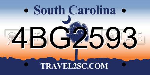 4BG2593 South Carolina License Plate
