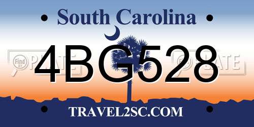 4BG528 South Carolina License Plate