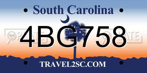 4BG758 South Carolina License Plate