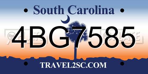 4BG7585 South Carolina License Plate