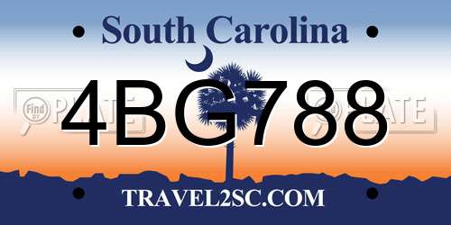 4BG788 South Carolina License Plate