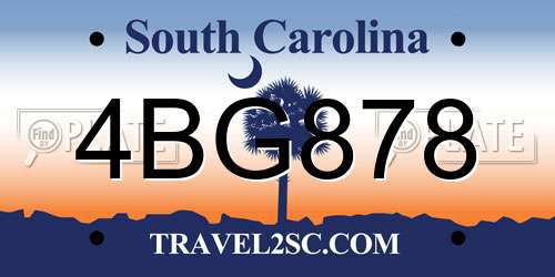 4BG878 South Carolina License Plate