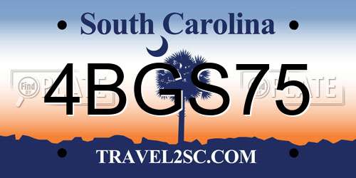 4BGS75 South Carolina License Plate