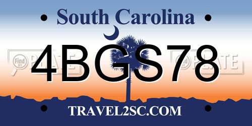 4BGS78 South Carolina License Plate