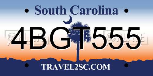 4BGT555 South Carolina License Plate