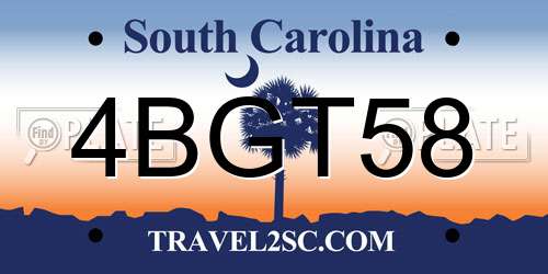 4BGT58 South Carolina License Plate