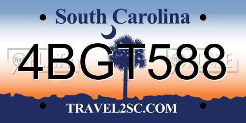 4BGT588 South Carolina License Plate