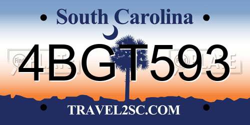 4BGT593 South Carolina License Plate