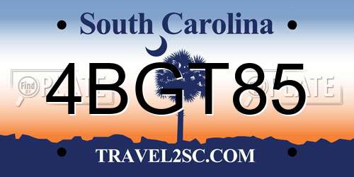 4BGT85 South Carolina License Plate