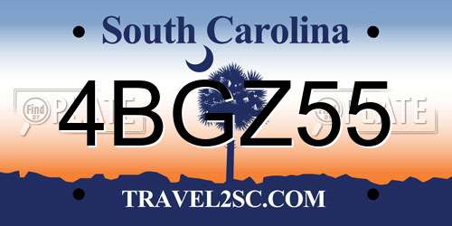 4BGZ55 South Carolina License Plate