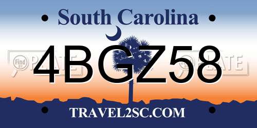 4BGZ58 South Carolina License Plate