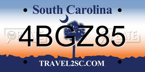 4BGZ85 South Carolina License Plate
