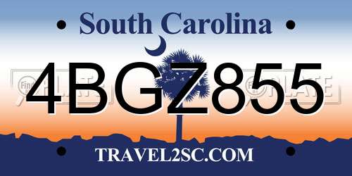 4BGZ855 South Carolina License Plate