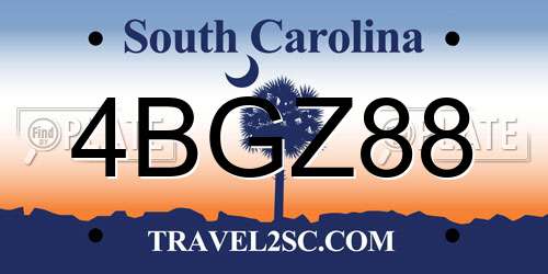 4BGZ88 South Carolina License Plate