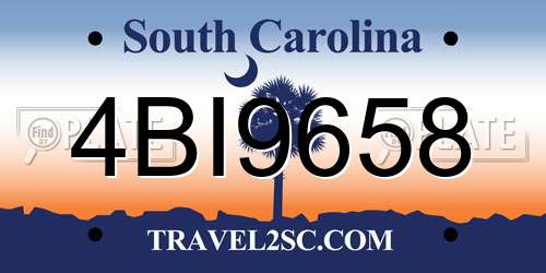 4BI9658 South Carolina License Plate