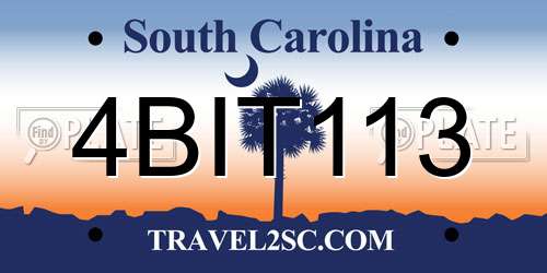 4BIT113 South Carolina License Plate