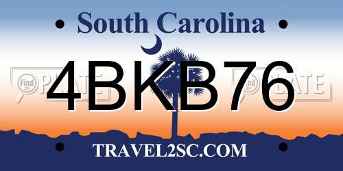4BKB76 South Carolina License Plate