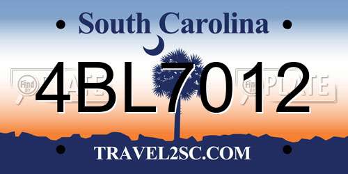 4BL7012 South Carolina License Plate