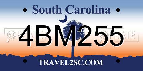 4BM255 South Carolina License Plate