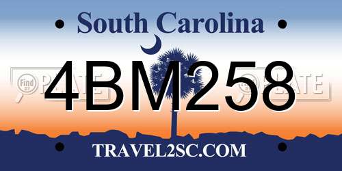 4BM258 South Carolina License Plate