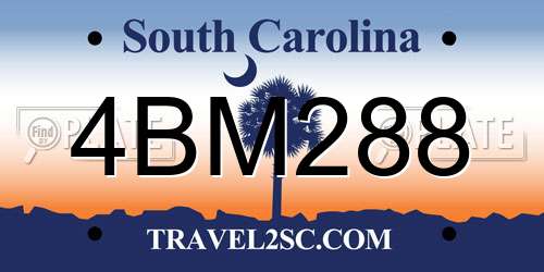 4BM288 South Carolina License Plate
